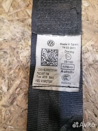 Ремень безопасности правый Volkswagen Sharan 7N