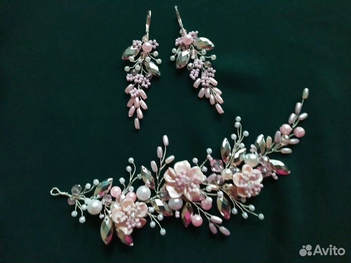 Свадебная нежная веточка и серьги