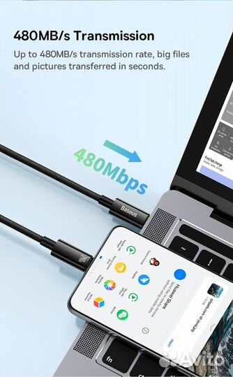 Baseus Type-C PD240W кабель для передачи данных и