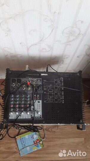 Колонки, уселитель, микшер