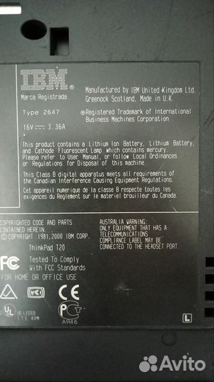 Ноутбук Ibm thinkpad t20 made in UK