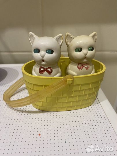 Игрушки СССР Котята в корзине СССР