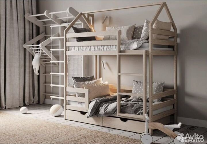 Двухъярусная кровать домик 160х80
