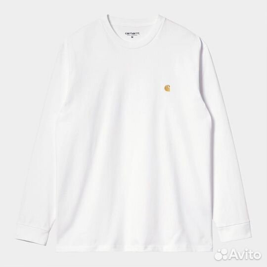 Футболка carhartt WIP LS chase - белый / золотой