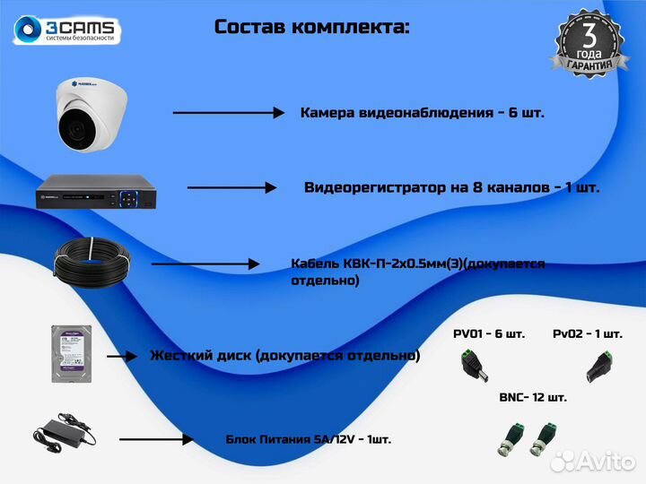 Видеонаблюдение 6 камер