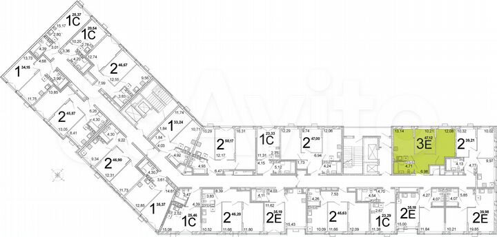 2-к. квартира, 47,2 м², 9/15 эт.