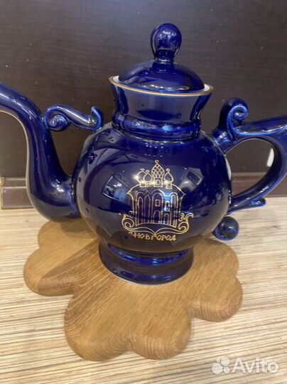 Чайник Кобальт,фарфоровый СССР Новгород