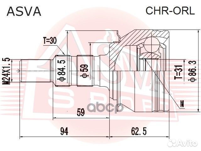 ШРУС chevrolet orlando -15 наруж. chrorl asva