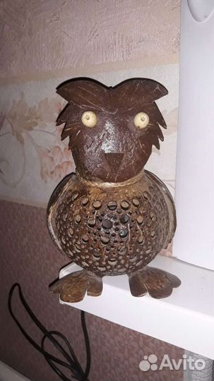 Ночник Сова из кокоса(ручная работа) египет