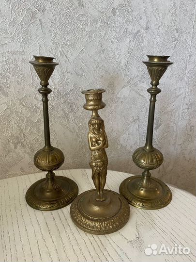 Бронзовый подсвечник антикварный