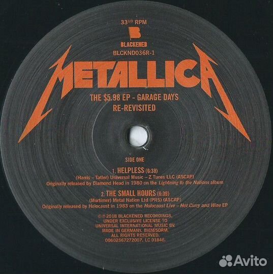 Виниловая пластинка Metallica, The 5.98 E.P. - Garage Days Re-Revisited (Remastered 2018)