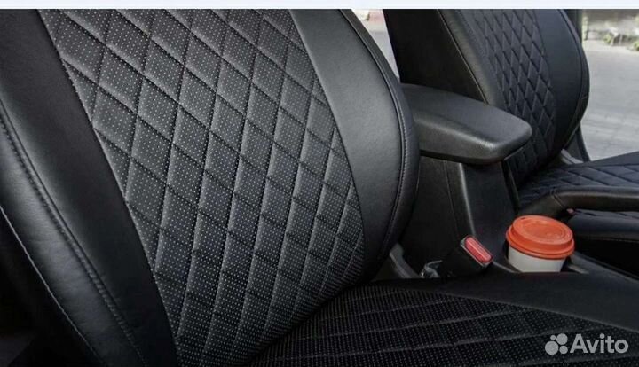 Чехлы на сиденья с Ромбом экокожа цвет : чёрный