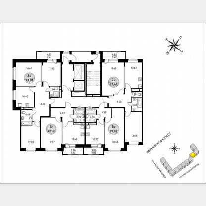 1-к. квартира, 42,2 м², 13/17 эт.