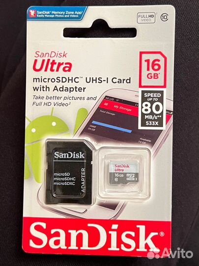 Карта памяти MicroSD SanDisk 16gb