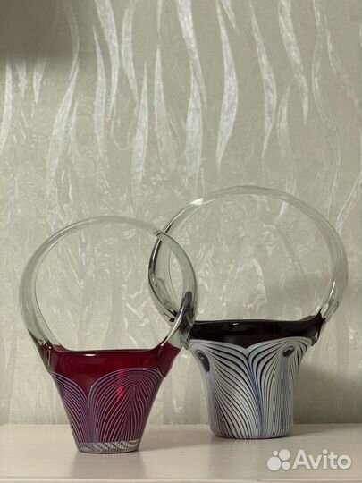 Цветное стекло, вазы, фрукты, винтаж