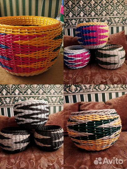 Кашпо напольное, ротанг