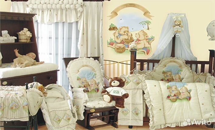 Бортики в кроватку + постельное белье