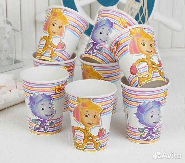 Детские стаканы для праздника Фиксики, 8 шт