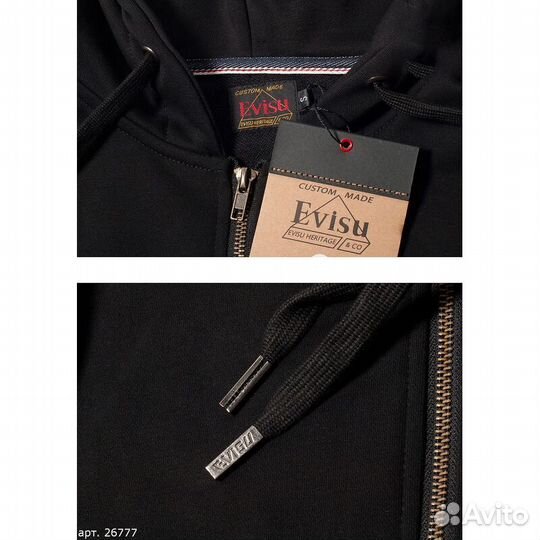 Черное зип худи evisu