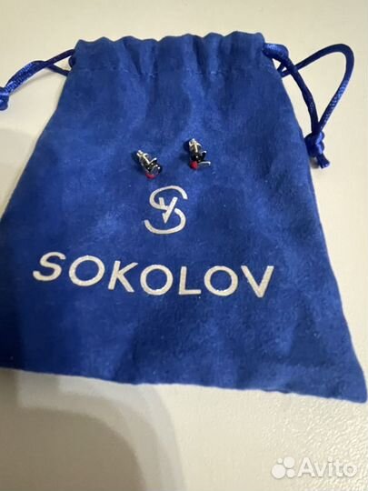 Серебряные серьги пусеты Sokolov