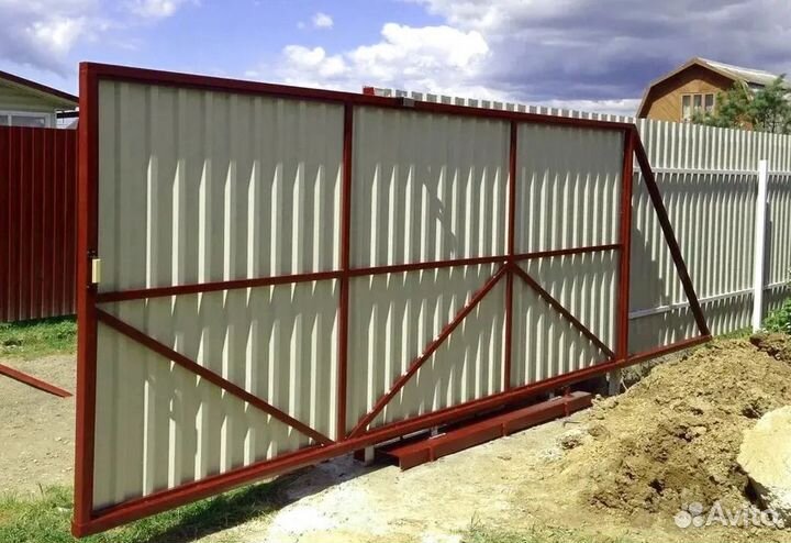 Откатные ворота под ключ новые