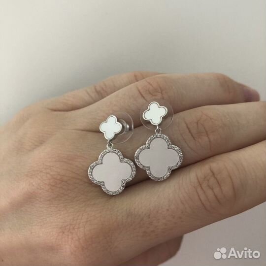 Серьги Van Cleef arpels клевер четырехлистник