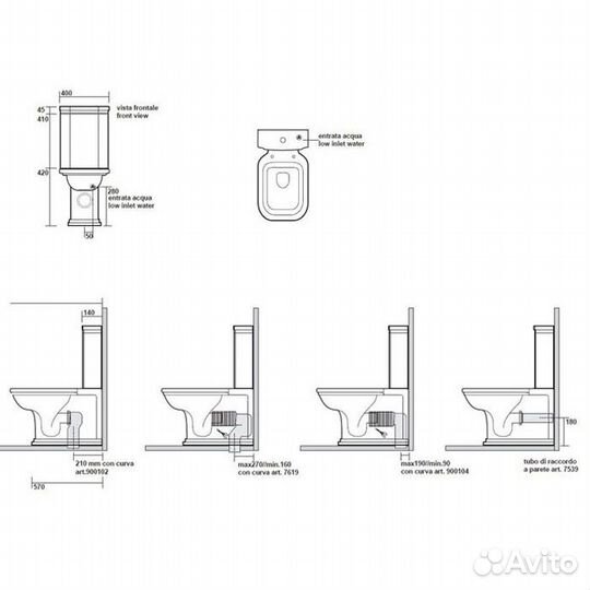 Унитаз Kerasan Waldorf, 68x40см