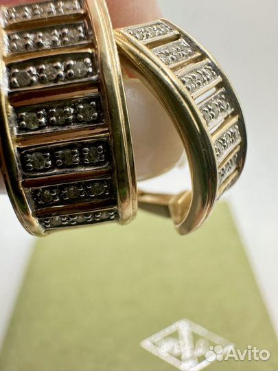 Золотые серьги с бриллиантами 585 пробы