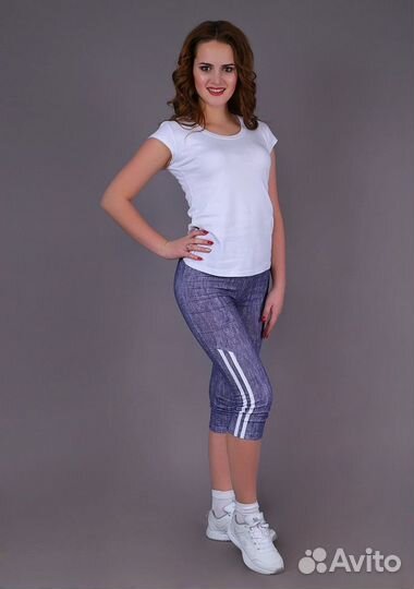 Бриджи женские с лампасами, джинса