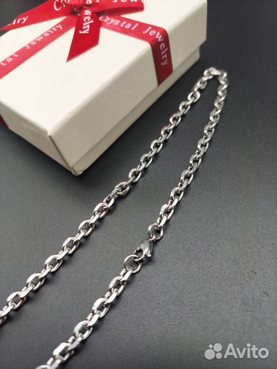 Цепь якорная ювелирная сталь серебро