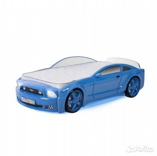 Кровать машина синий mustang