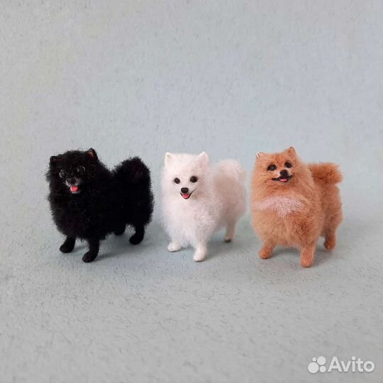 Фигурка белого Померанского шпица, миниатюра 5 см
