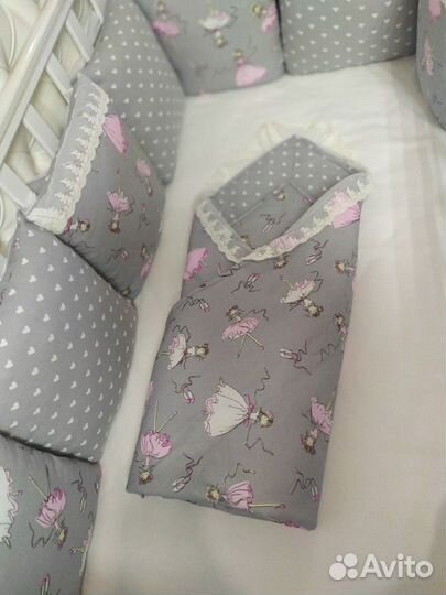 Бортики в детскую кроватку+ одеяло