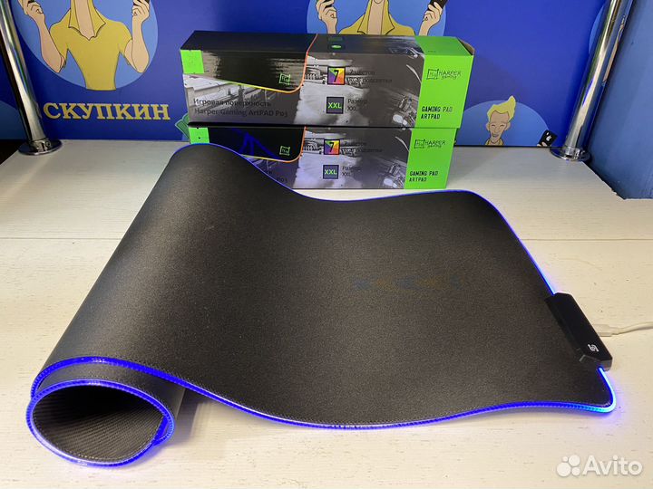 Игровой коврик для мыши большой с подсветкой