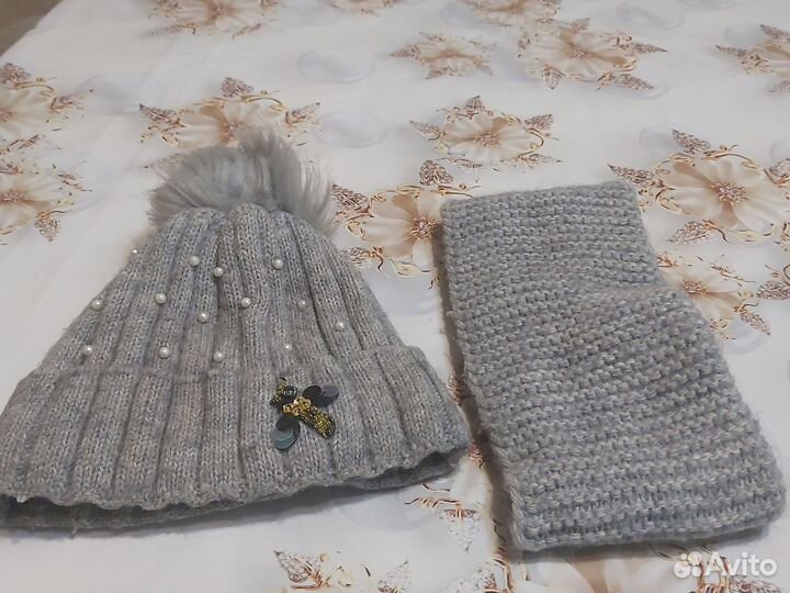 Шапка на флисе со снудом