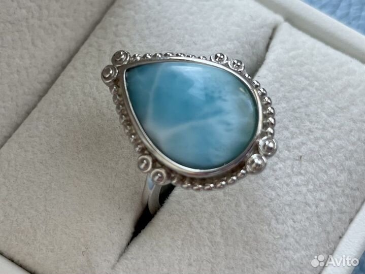 Серебряное кольцо с крупным ларимаром