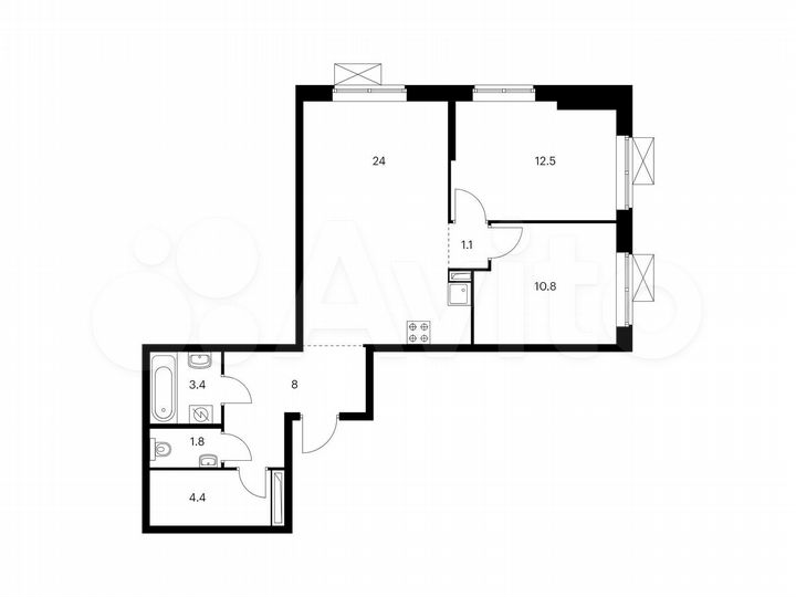 2-к. квартира, 66 м², 16/16 эт.