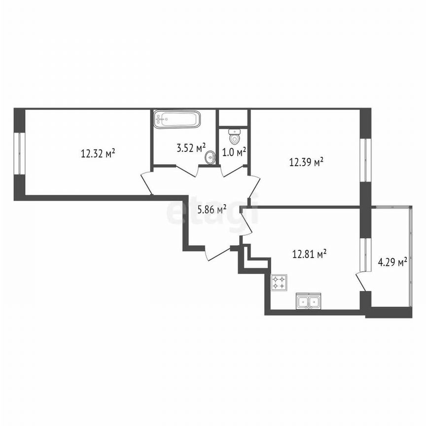 2-к. квартира, 47,9 м², 10/12 эт.