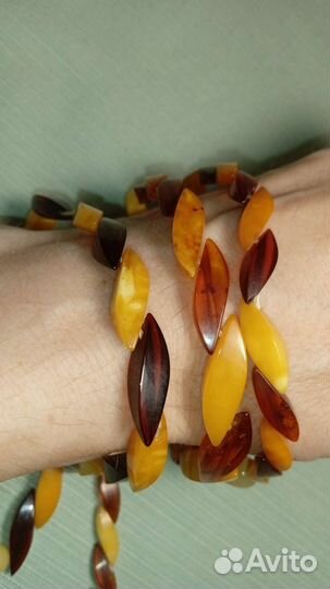 Ожерелье, бусы, браслет, комплект янтарь СССР