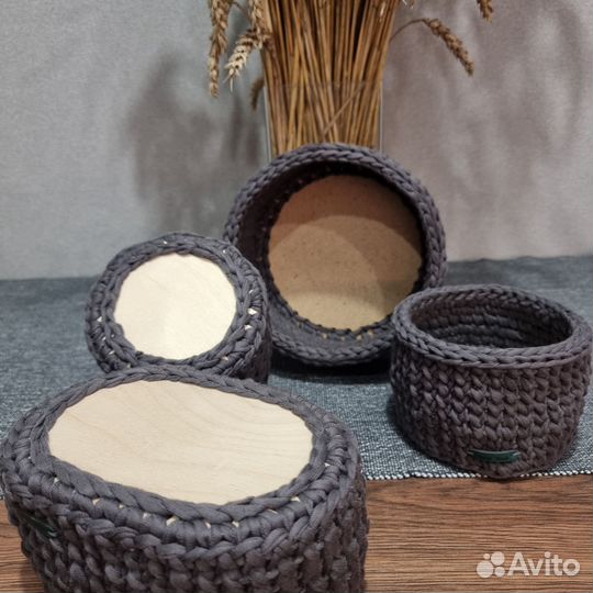 Корзинка из трикотажной пряжи. Набор