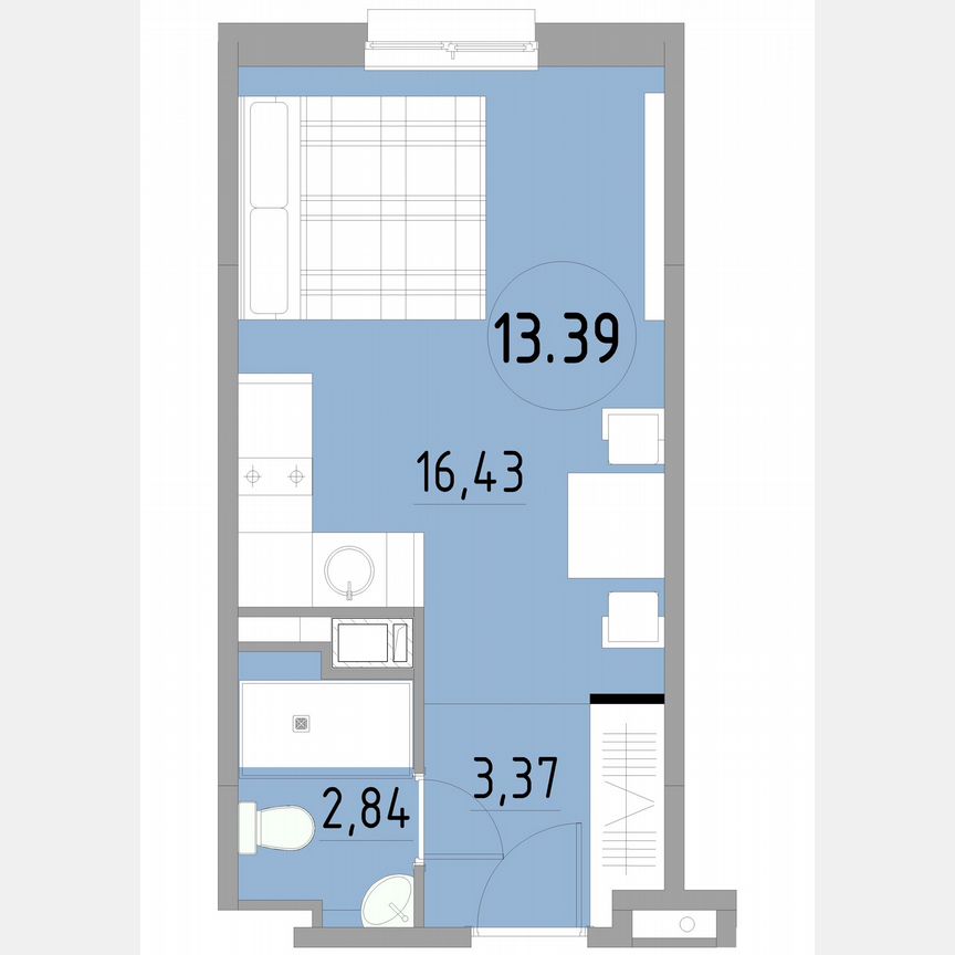 1-к. апартаменты, 22,6 м², 13/13 эт.