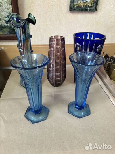 Вазы из цветного стекла СССР
