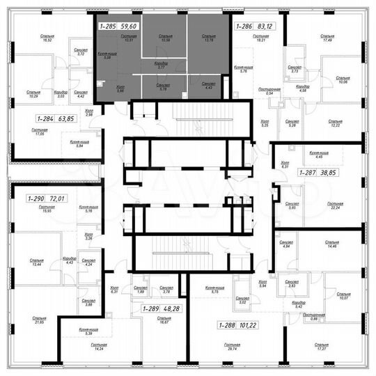 2-к. квартира, 59,4 м², 38/43 эт.