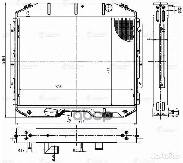 Радиатор охл. (без горловины, алюм.) LRC0354 luzar