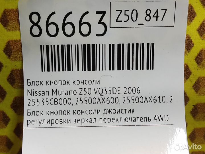 Блок кнопок консоли Nissan Murano Z50 VQ35DE 2006