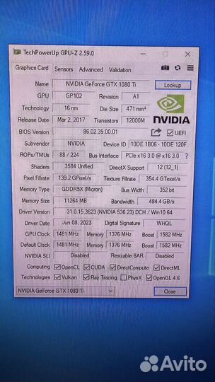 Видеокарта gtx 1080ti 11gb