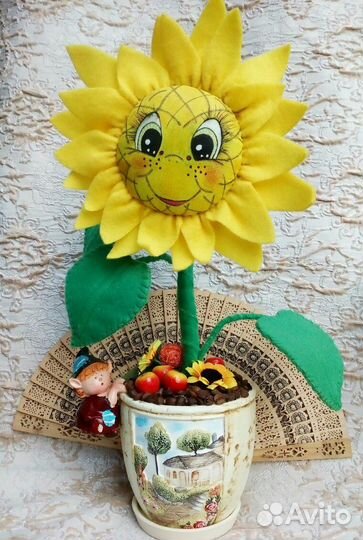 Забавный Подсолнушек.Интерьерное украшение