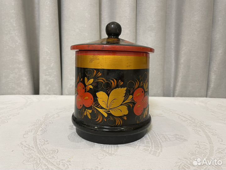 Деревянная шкатулка, банка хохлома
