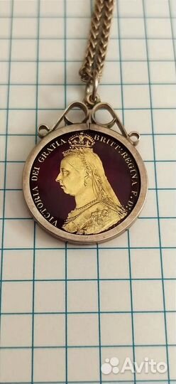 Антикварный Кулон серебро золото 1887г