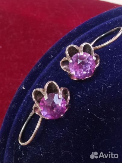 Серебряные серьги СССР 875 пробы